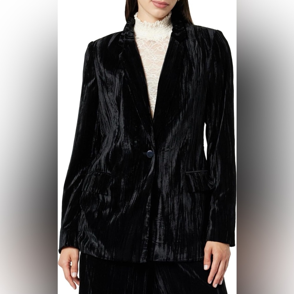 The Drop Women's Blake Long Blazer, Black Velvet, Small